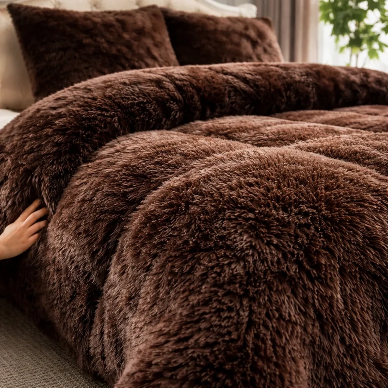 PLUMON DE INVIERNO PELUDOS CON CHIPORRO 2 PLAZAS CAFE PELUDO - 3