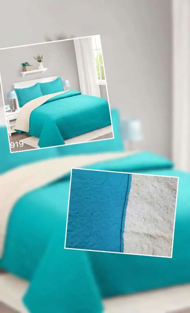 CUBRECAMA QUILT SHERPA 1.5 W.M G -TURQUESA CLARA LISA - 2