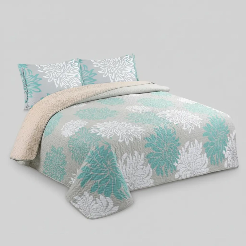 CUBRECAMA QUILT SHERPA 1.5 W.M G -AZUL ACERO DISEÑO - 3