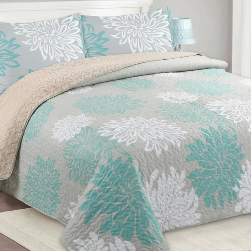 CUBRECAMA QUILT SHERPA 1.5 W.M G -AZUL ACERO DISEÑO - 4