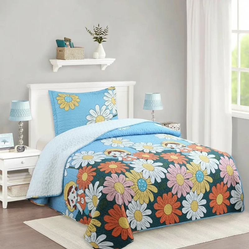 CUBRECAMA QUILT SHERPA 1.5 W.M G -AGUA FLORES - 2