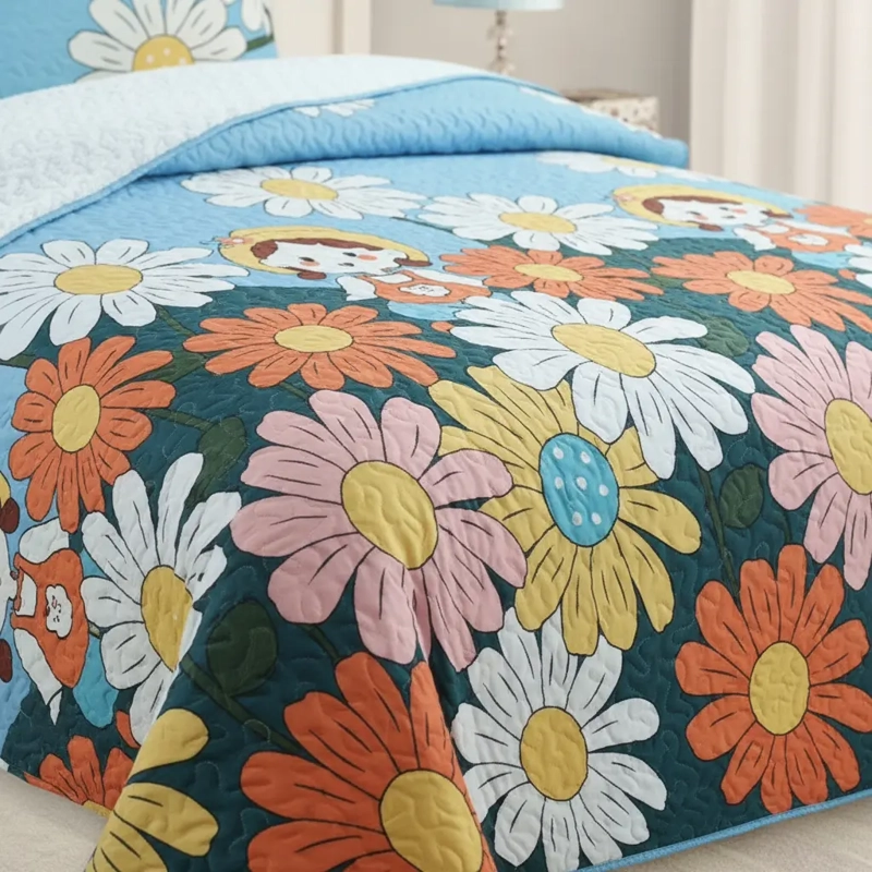 CUBRECAMA QUILT SHERPA 1.5 W.M G -AGUA FLORES - 3