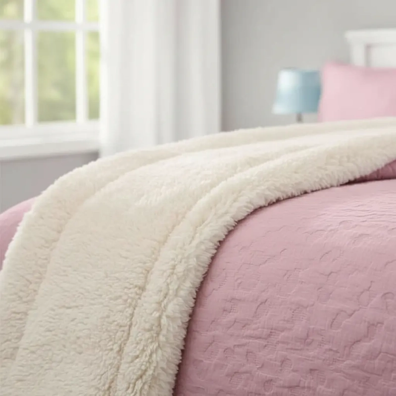 CUBRECAMA QUILT SHERPA 1.5  W.M G- CORAL CLARO LISA - 2
