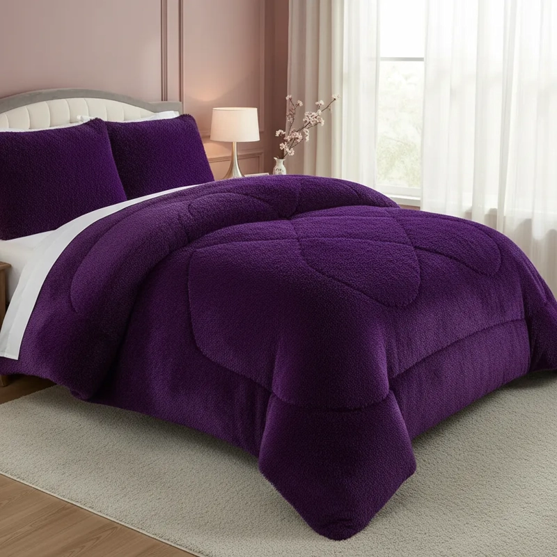 PLUMON DE INVIERNO PELUDOS CON CHIPORRO 2 PLAZAS MORADO PELUDO - 1