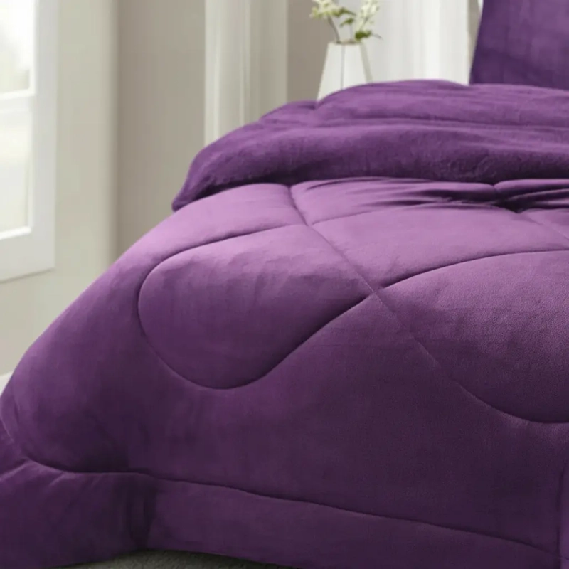 COBERTOR CUBRECAMA CON CHIPORRO 2 PLAZAS LISO MORADO LISO - 2