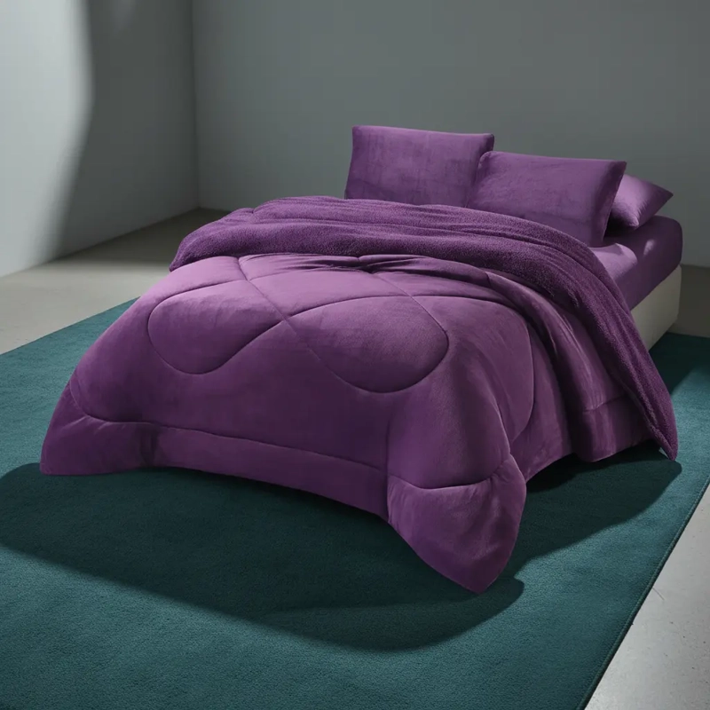COBERTOR CUBRECAMA CON CHIPORRO 2 PLAZAS LISO MORADO LISO - 4