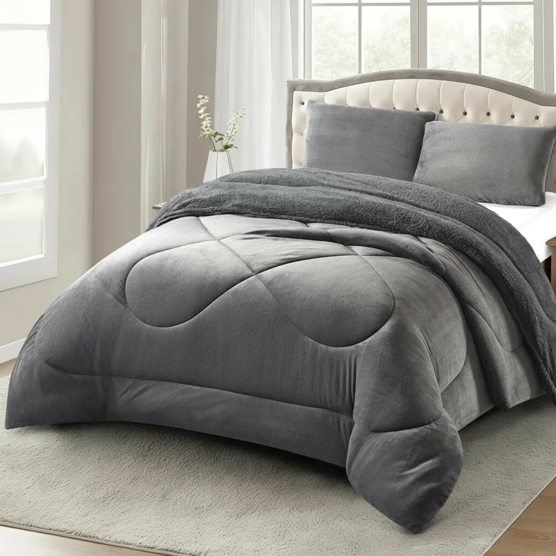 PLUMON PLUCH PARA COLCHON 1.5 PLAZAS SUAVE Y COMODA GRIS OSCURO LISO - 1