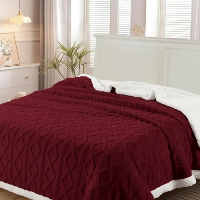 FRAZADA W.MG TRENSADO 2 PLAZAS 230X200 CM LIGERA TRENSADO. 1.65 KG BORDO - 2