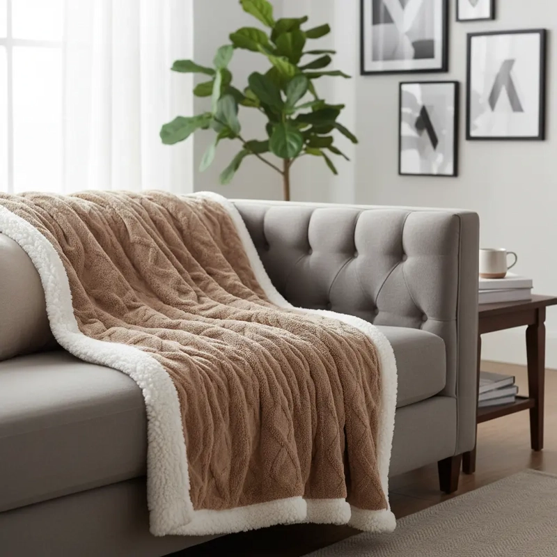 FRAZADA W.MG TRENSADO 2 PLAZAS 230X200 CM LIGERA TRENSADO 1.65 KG CAFE - 1