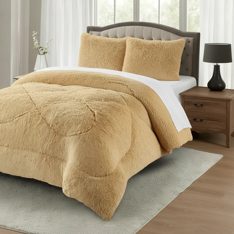 PLUMON DE INVIERNO PELUDOS CON CHIPORRO 2 PLAZAS BEIGE PELUDO - 1