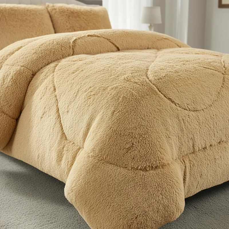 PLUMON DE INVIERNO PELUDOS CON CHIPORRO 2 PLAZAS BEIGE PELUDO - 3