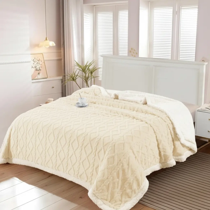FRAZADA W.MG TRENSADO 2 PLAZAS 230X200 CM LIGERA TRENSADO. 1.65 KG BEIGE - 2