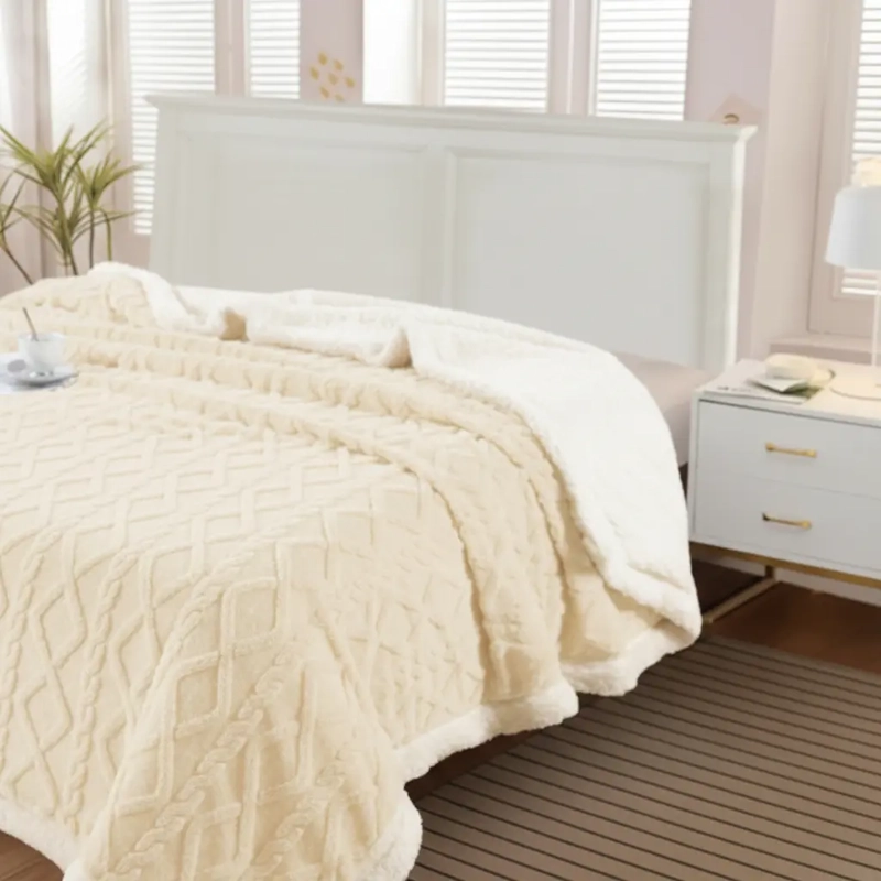 FRAZADA W.MG TRENSADO 2 PLAZAS 230X200 CM LIGERA TRENSADO. 1.65 KG BEIGE - 3