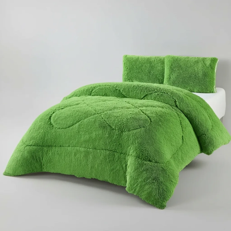 PLUMON DE INVIERNO PELUDOS CON CHIPORRO 2 PLAZAS VERDE PELUDO - 3