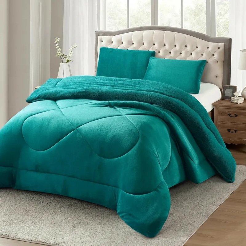 PLUMON PLUCH PARA COLCHON 1.5 PLAZAS SUAVE Y COMODA TURQUESA LISA - 2