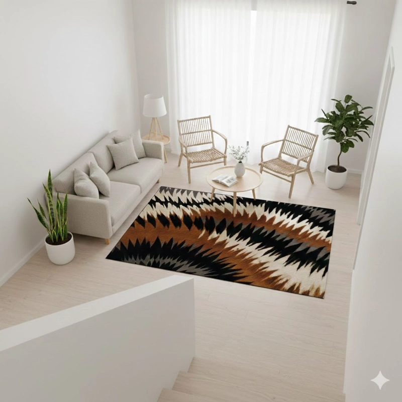 ALFOMBRA 160X200 DISEÑO ELEGANTE MATIZADO CAFE ZEBRADO MODERNA DECORATIVA WM - 1