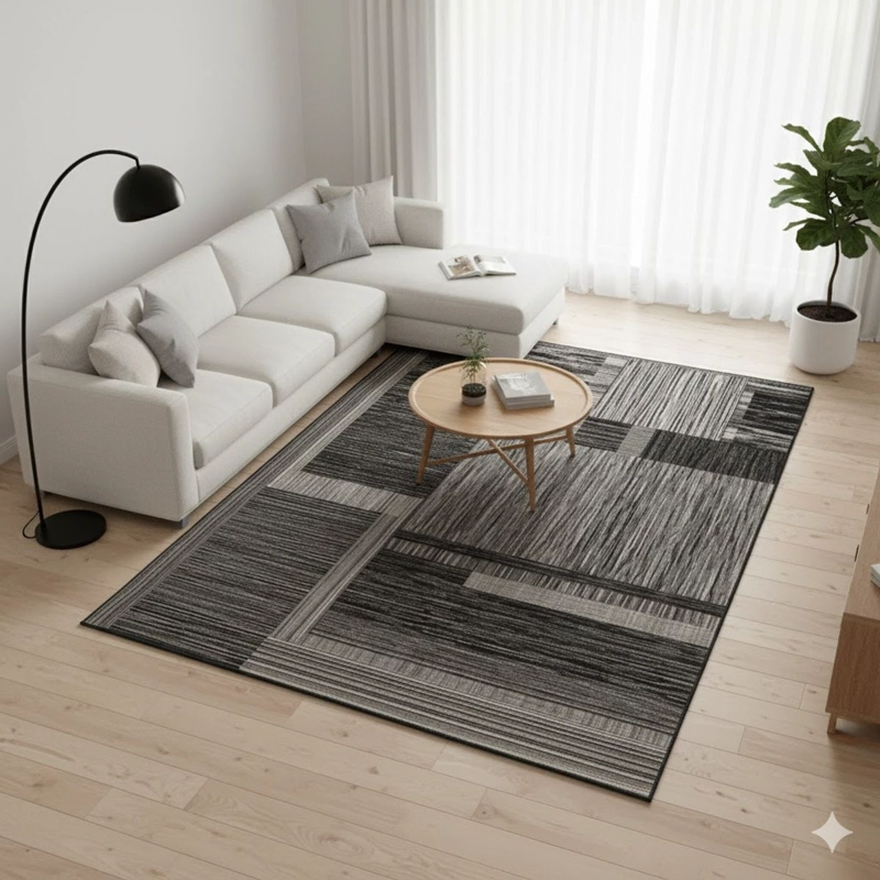 ALFOMBRA 160X200 DISEÑO ELEGANTE GRIS LIEAS MODERNA DECORATIVA WM - 1
