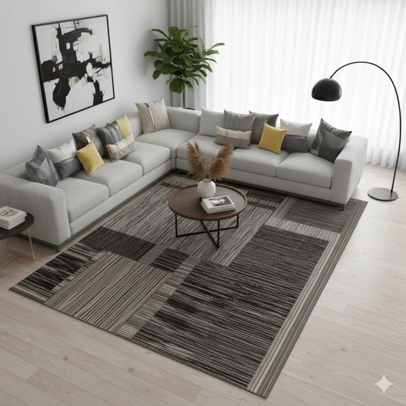 ALFOMBRA 160X200 DISEÑO ELEGANTE GRIS LIEAS MODERNA DECORATIVA WM - 2