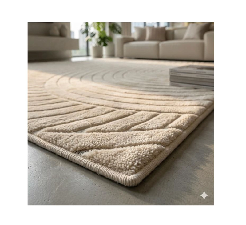 ALFOMBRA JACQUARD 160X200 BEIGE RELIVE MODELO HARVER MODERNA ELAGANTE DECORATIVA 12566 - 1