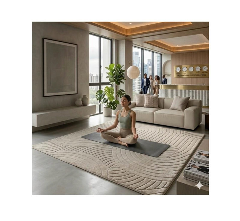 ALFOMBRA JACQUARD 160X200 BEIGE RELIVE MODELO HARVER MODERNA ELAGANTE DECORATIVA 12566 - 2