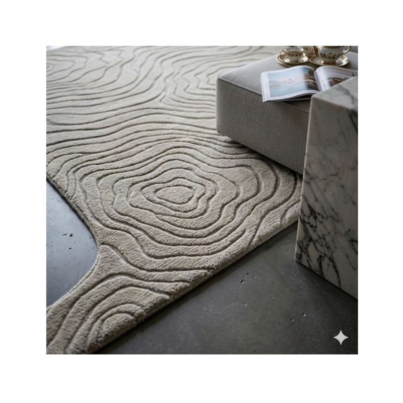 ALFOMBRA JACQUARD 160X200 BEIGE RELIVE MODELO HARVER MODERNA ELAGANTE DECORATIVA  022548 - 1