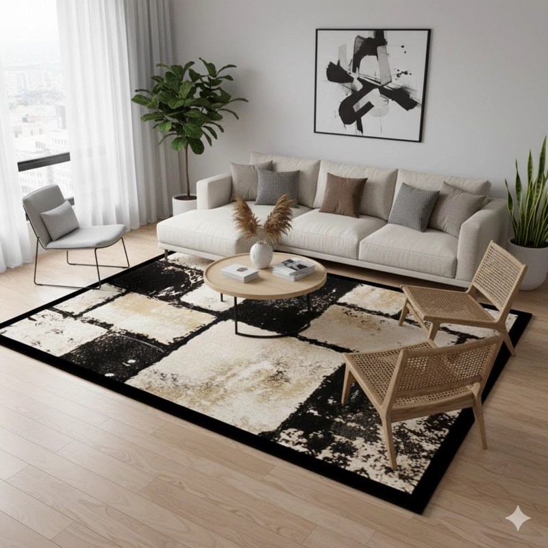 ALFOMBRA 160X200 DISEÑO ELEGANTE RUSTICO BEIGE MODERNA DECORATIVA WM - 1