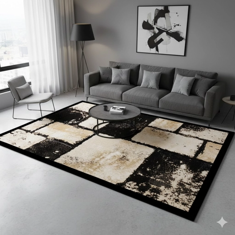 ALFOMBRA 160X200 DISEÑO ELEGANTE RUSTICO BEIGE MODERNA DECORATIVA WM - 2