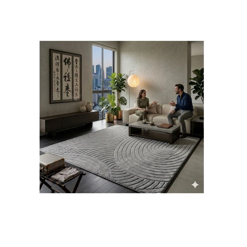 ALFOMBRA JACQUARD 160X200 BEIGE RELIVE MODELO HARVER MODERNA ELAGANTE DECORATIVA 2425 - 2