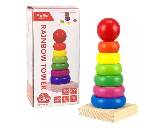 TORRE DE MADERA DE ENCAJE DE COLORES MONTESSORI - 1