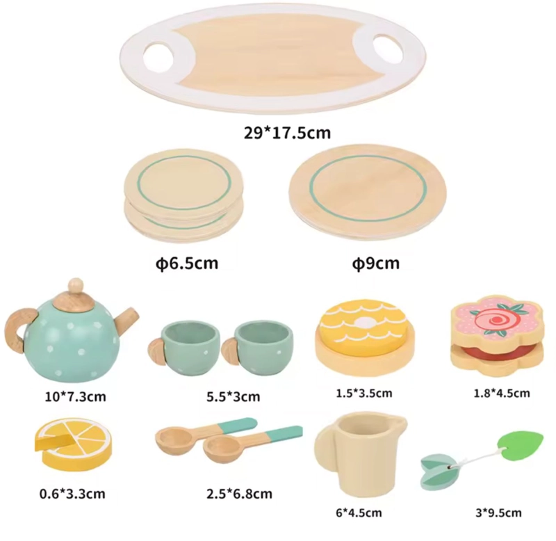 JUEGO TAZAS DE CAFE TE DE MADERA PARA NIÑOS - 2