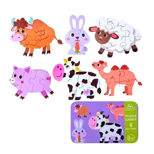 Puzzle Didáctico De Madera 6 Piezas Niños 2-4 Años - 1