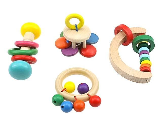 SONAJEROS PARA BEBE JUGUETE DE MADERA COLORES - 1