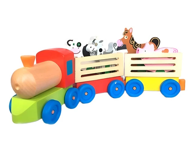 TREN DE JUGUETE DE MADERA DIDACTICO - 1