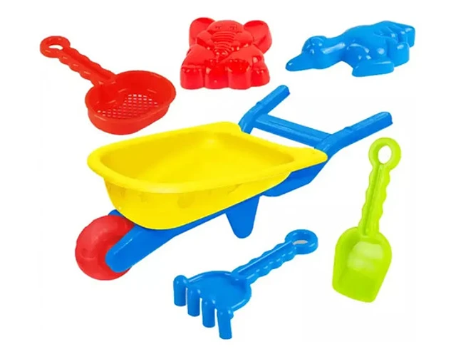 CARRETILLA CON MOLDES Y PALAS PARA PLAYA - 1