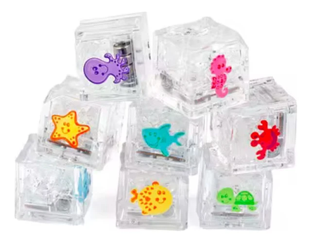 JUGUETE DE BAÑO PARA BEBES CUBOS CON LUZ LED - 1
