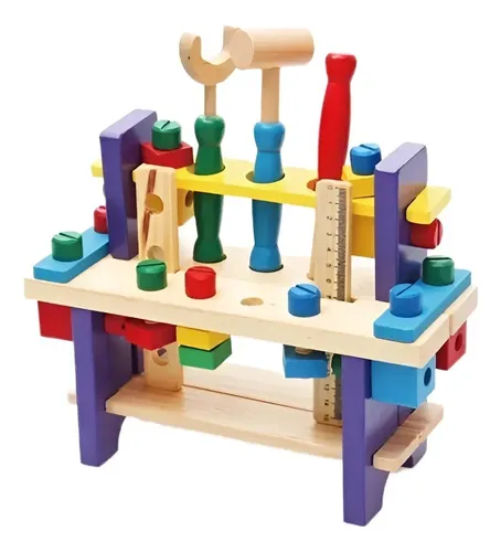 CAJA DE HERRAMIENTAS DE JUGUETE HECHOS DE MADERA PARA NIÑOS - 1