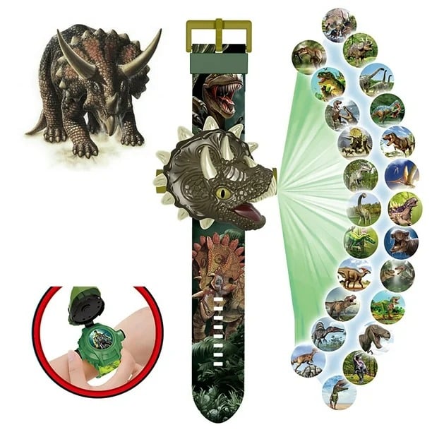 RELOJ CON LUCES Y PROYECTOR DINOSAURIO - 1