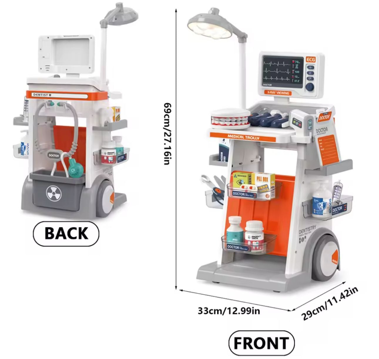 SET DE DOCTOR CARRITO DE JUGUETE CON LUZ Y SONIDO CON ACCESORIOS - 2
