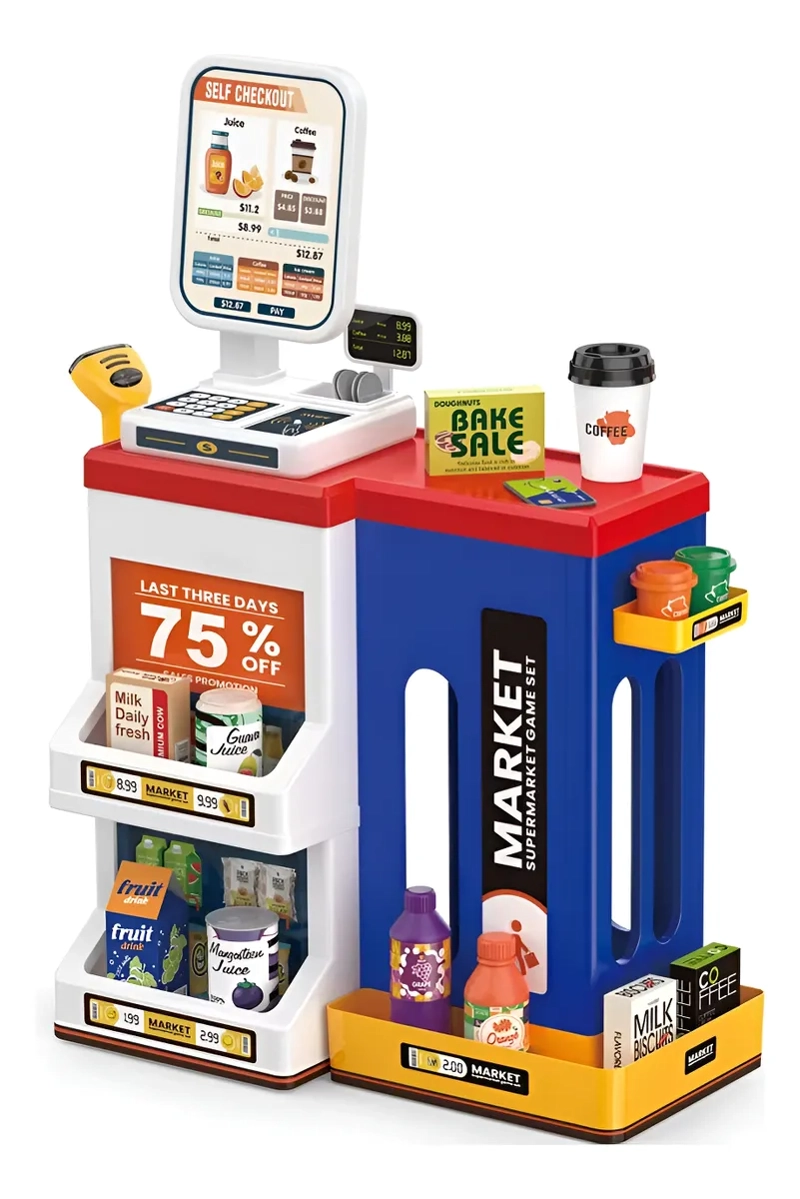 JUEGO SUPERMERCADO MINIMARKET CON ACCESORIOS 47 PCS MULTIUSO - 1