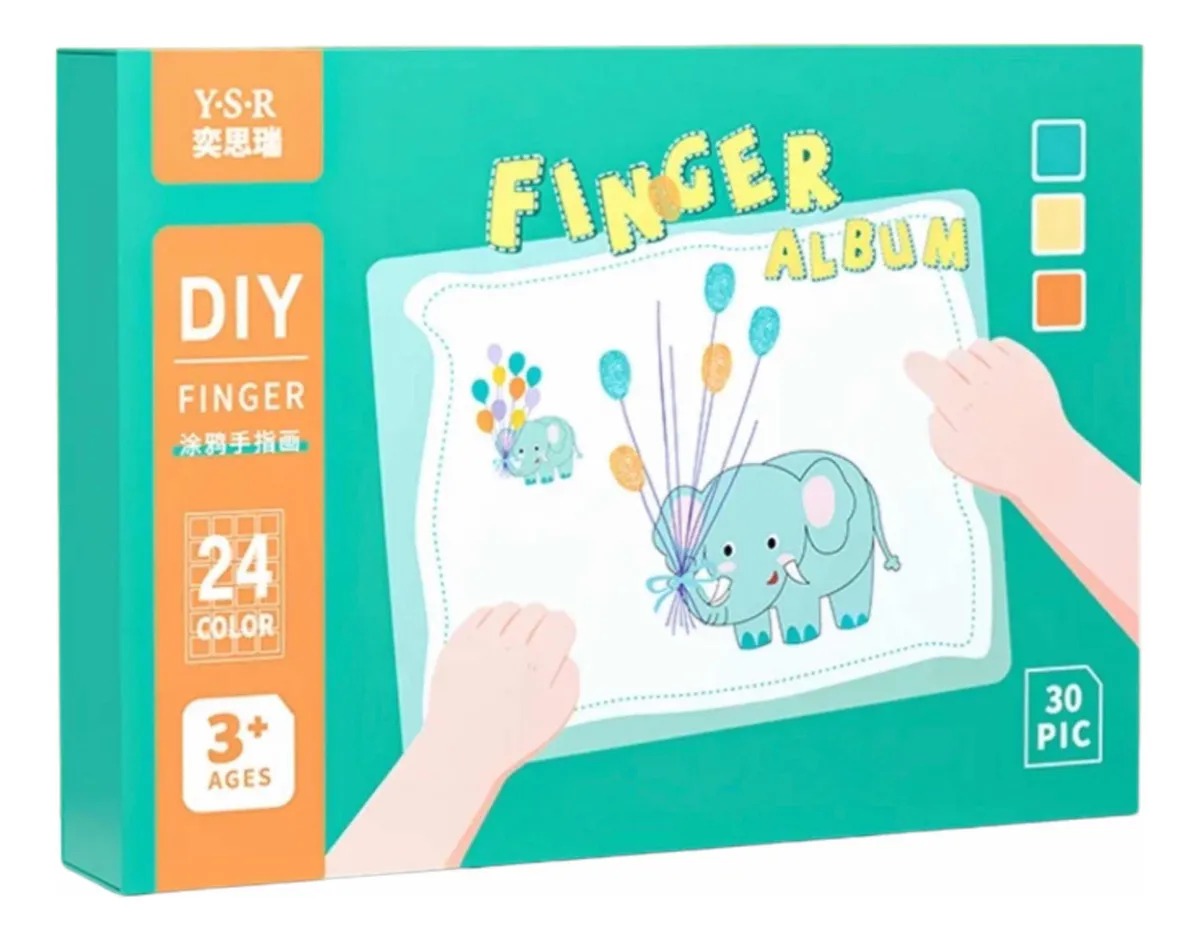 SET PINTURA ARTE PARA NIÑOS KIT PARA PINTA DEDOS 30 PAGINAS - 1