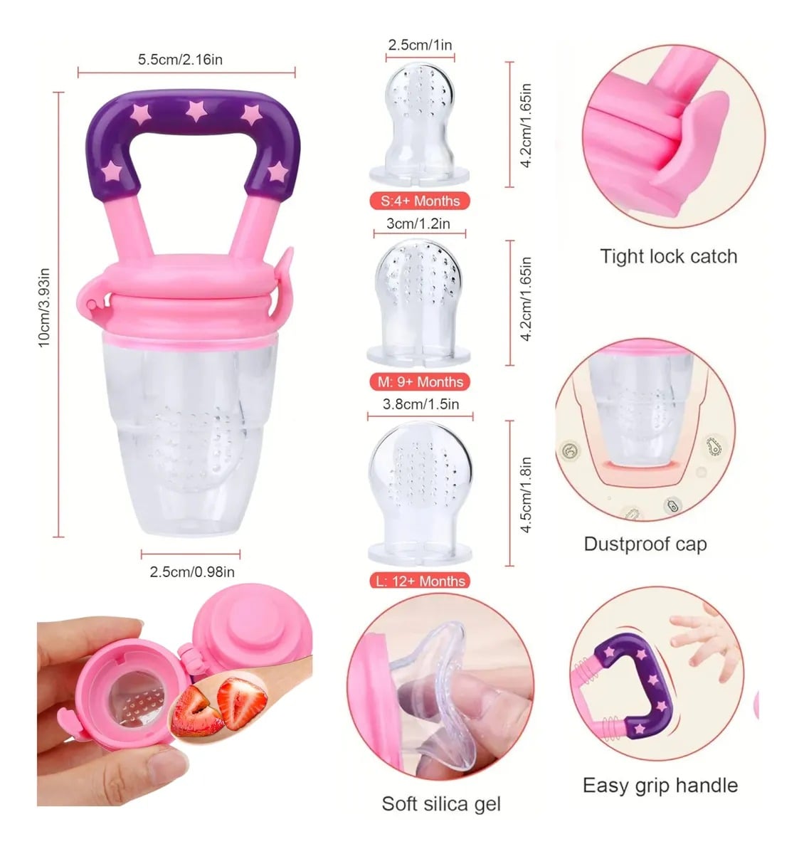 CHUPETE RASCA ENCIAS FRUTAS DE ALIMENTACION DE BEBE Y REPUESTO - 2