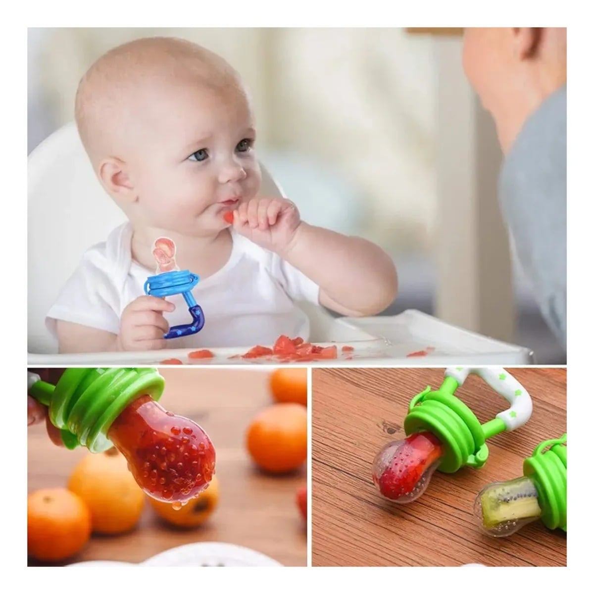 CHUPETE RASCA ENCIAS FRUTAS DE ALIMENTACION DE BEBE Y REPUESTO - 4