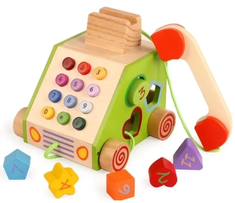 TELEFONO DE JUGUETE PARA NIÑOS DIDACTICO DE MADERA - 1