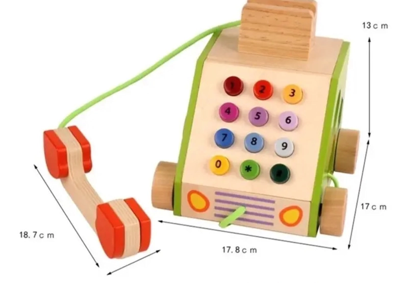 TELEFONO DE JUGUETE PARA NIÑOS DIDACTICO DE MADERA - 2