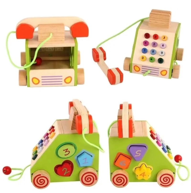 TELEFONO DE JUGUETE PARA NIÑOS DIDACTICO DE MADERA - 3