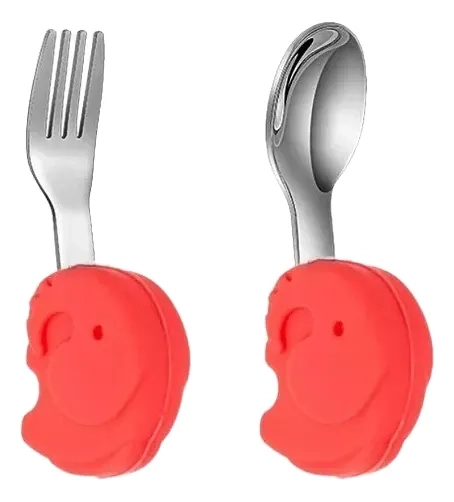 SET DE CUBIERTOS ACERO CUCHARA-TENEDOR MANGO SILICONA - 2