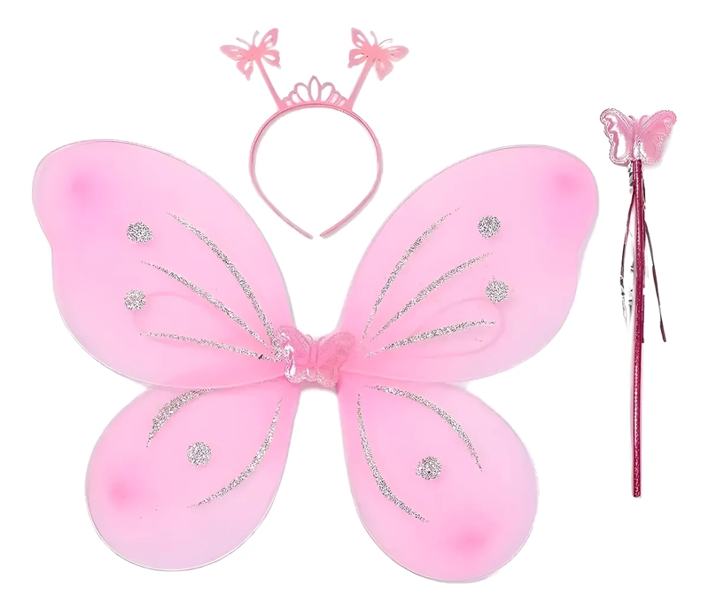 ALAS HADA MARIPOSA CON LUZ DISFRAZ NIÑA VARITA Y CINTILLO - 1