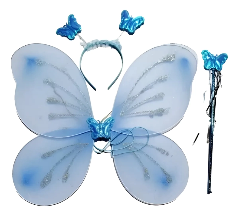 ALAS HADA MARIPOSA CON LUZ DISFRAZ NIÑA VARITA Y CINTILLO - 2