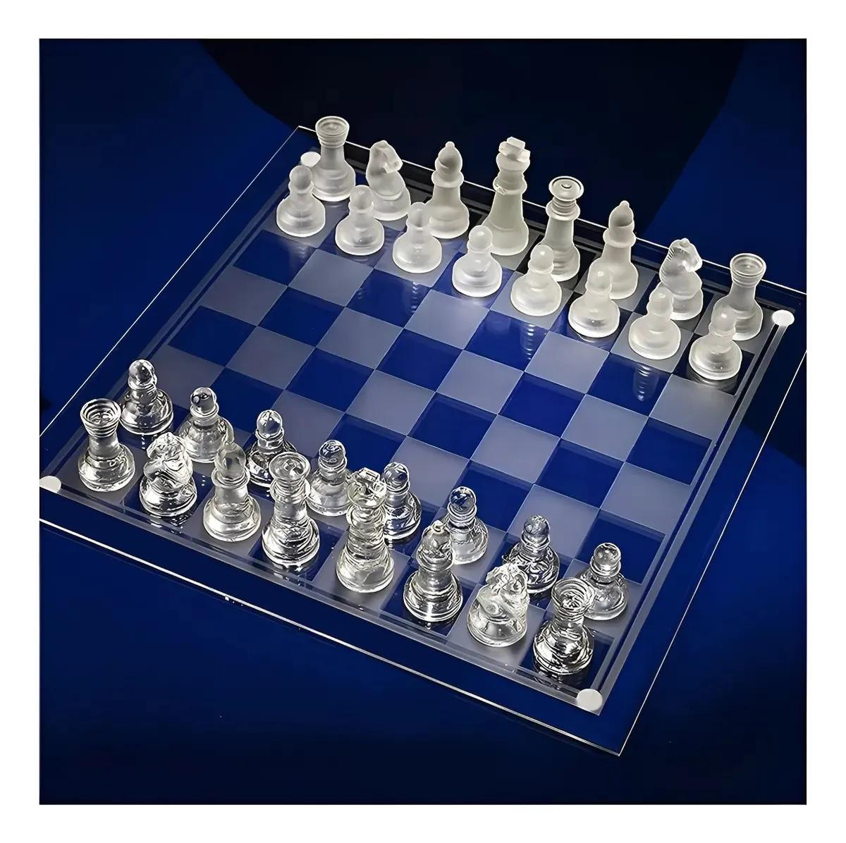 AJEDREZ CRISTAL CALIDAD 26 X 26 CRISTAL JUEGO MESA LUJO - 2