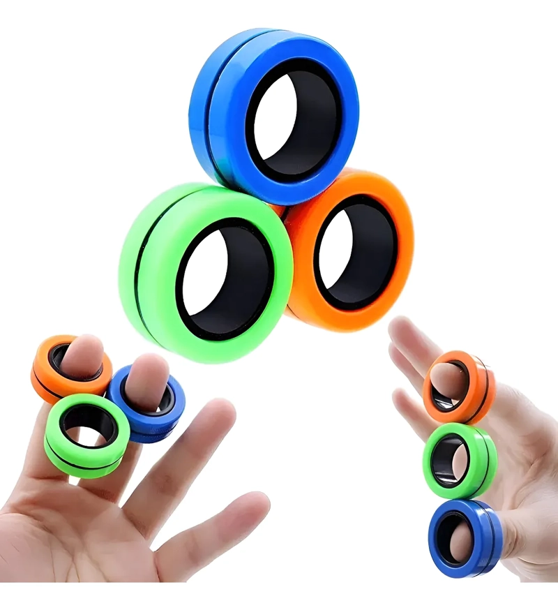 JUGUETE SENSORIAL ANTIESTRE S 3 ANILLOS MAGNE TICOS SPINNER - 1